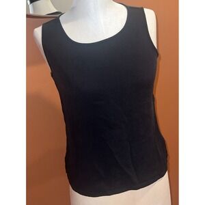 Chicos Black Tank Light Silky Sleeveless Top  Shell Sz 0 Small 4/6 96% Silk